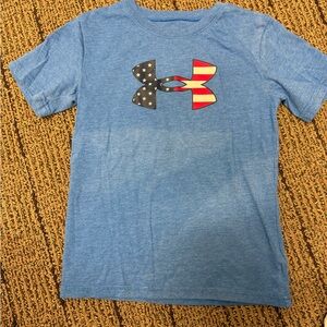 Under Armour Kids Blue T-Shirt with Flag Graphic